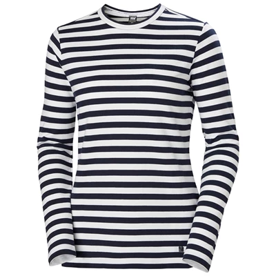 Chandails Helly Hansen W North Sea Long Sleeve Femme Bleu Marine Stripes | 1476-YWHCT