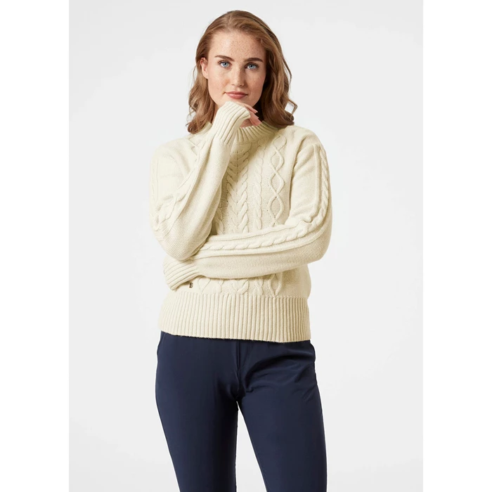 Chandails Helly Hansen W Siren Cable Knit Femme Blanche | 8034-EFSBM