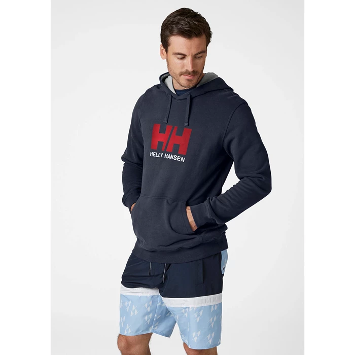 Sweats Helly Hansen Hh Logo Encapuchonné Homme Bleu Marine | 6081-BLNMH