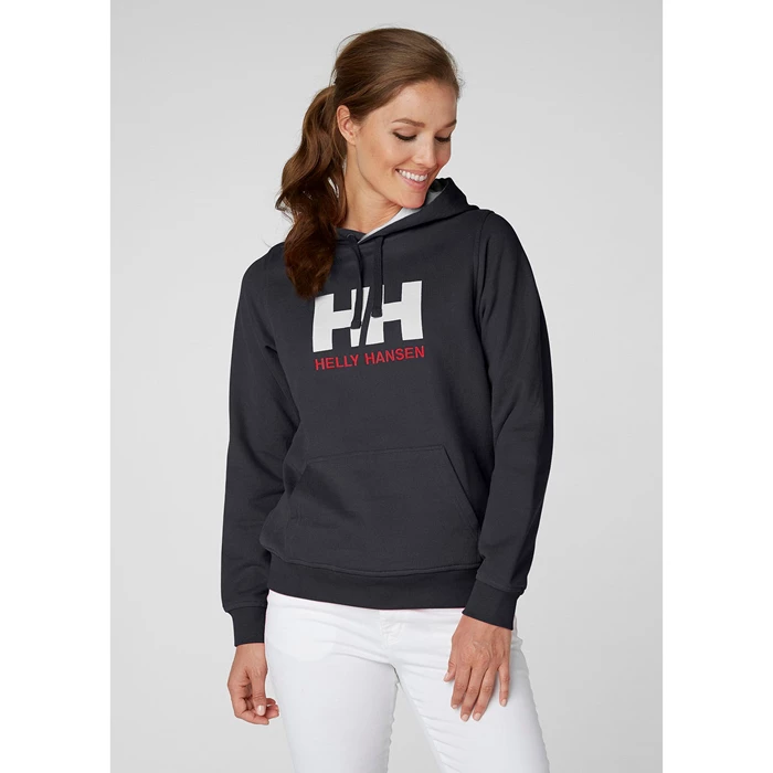 Sweats Helly Hansen W Hh Logo Encapuchonné Femme Bleu Marine | 7158-KQUNM